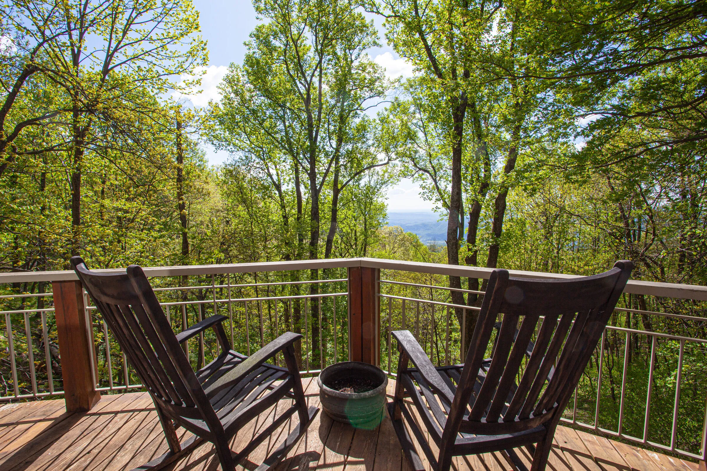 Covered deck with rocking chairs